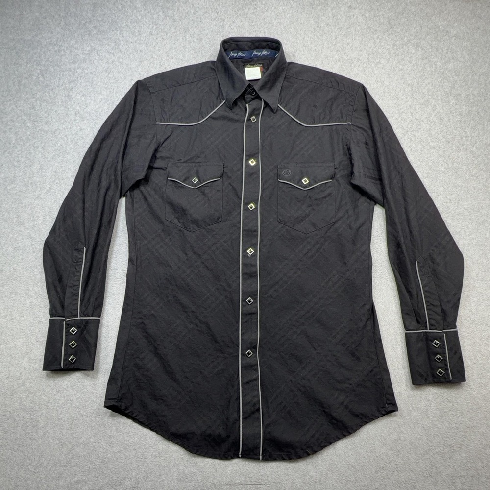 Wrangler George Strait Troubador Shirt Men S Black Pattern Snap Western Piping
